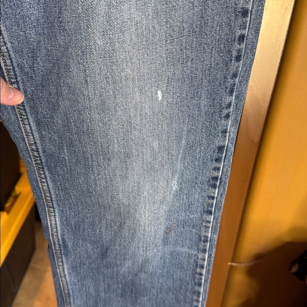 Old Navy Straight Leg Jeans 34x34 Paint Splatter Distressed Workwear Blue Denim - Picture 8 of 15